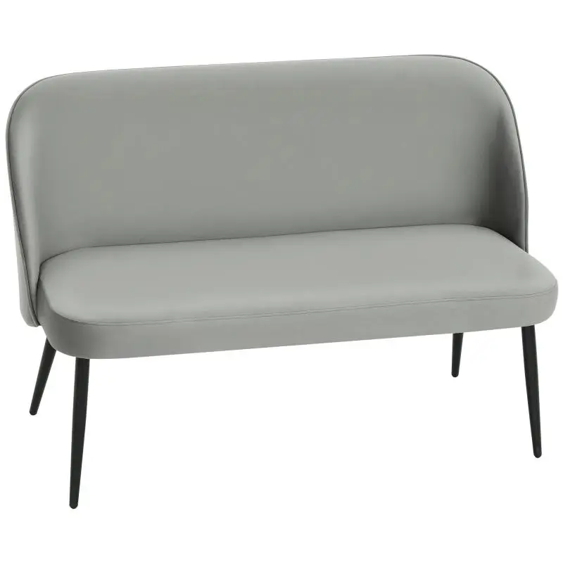2-seater sofa, modern upholstered couch with metal and wooden frame, velvety fabric cover, grey