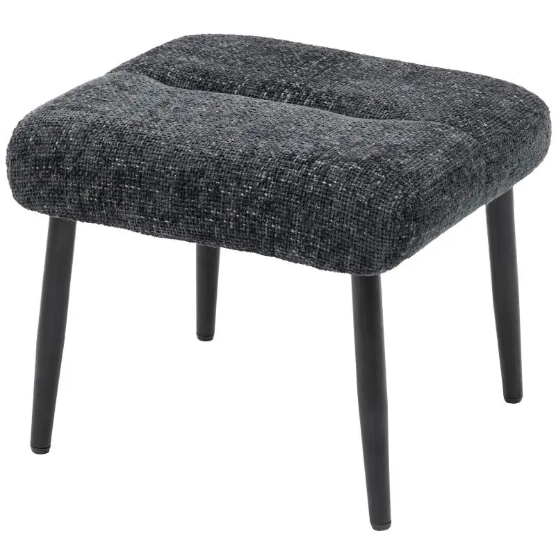 Upholstered Footstool with Soft Cushion and Steel Legs, Chenille Ottoman Stool, 45 x 41 x 38 cm