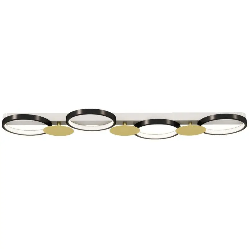 38W LED ceiling light, 4-light flush-mount fixture, remote control, 100 x 31 x 7 cm, gold and black