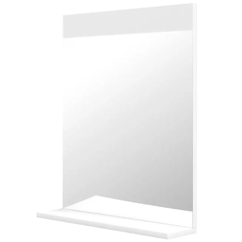Wall-mounted bathroom mirror with storage shelf for living room or bedroom, 50 x 12 x 60 cm, white