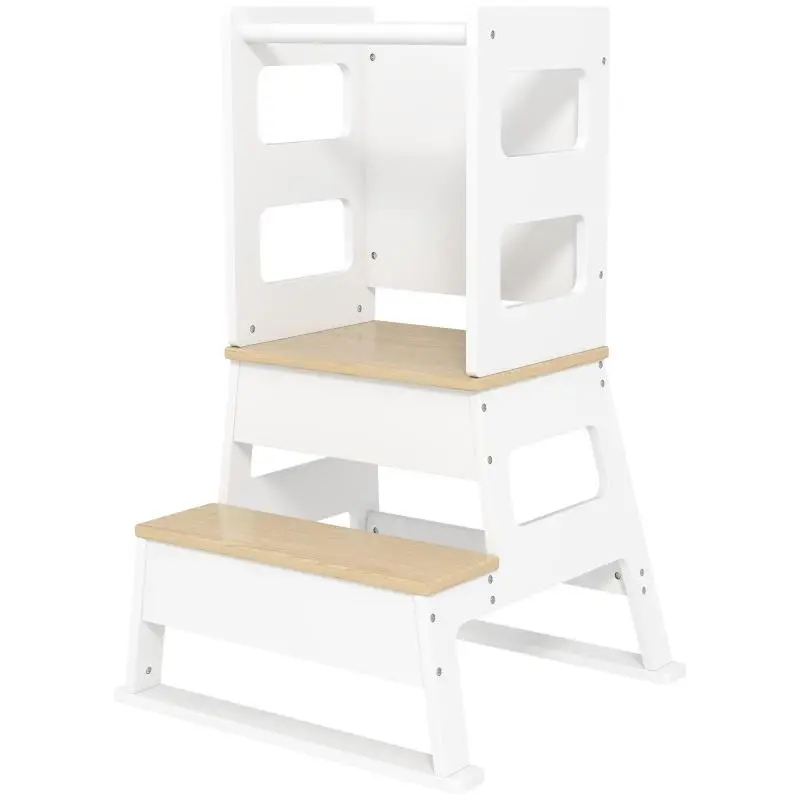 Children's observation tower / learning tower, trapezoidal structure, with chalkboard, 55 x 52.5 x 87.5 cm, white