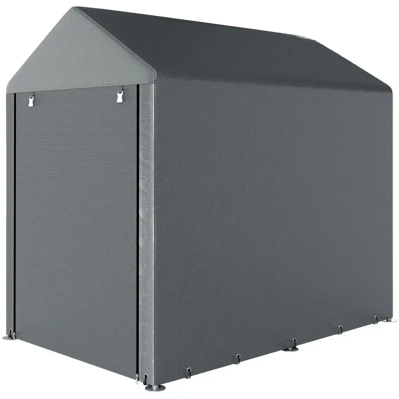 Portable garden storage tent with galvanized metal frame and large door, 1.2 x 1.8 m