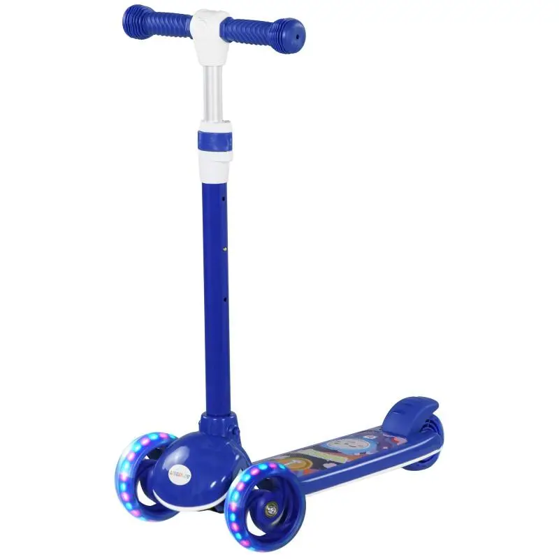 3-Wheel Kids' Scooter with Light-Up LED Wheels, Adjustable Handlebar Height, and Rear Friction Brake – Pink (Ages 2–6)