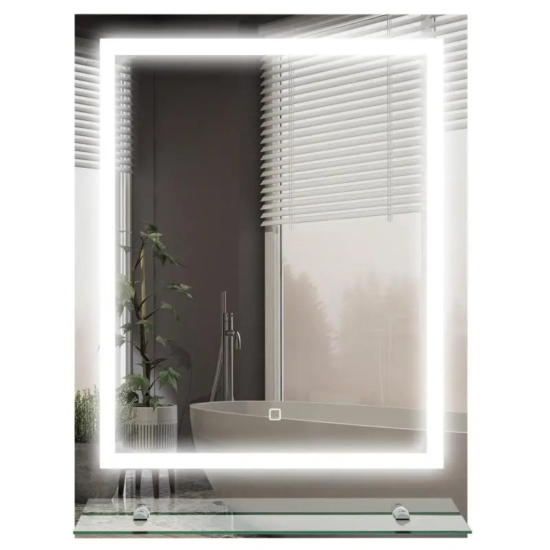 Rectangular LED-illuminated wall-mounted bathroom mirror 70 x 50 cm