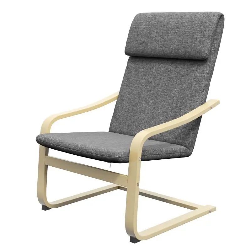 Living room or bedroom armchair with curved armrests, cushion, linen-look fabric, 65 x 79 x 98 cm, grey