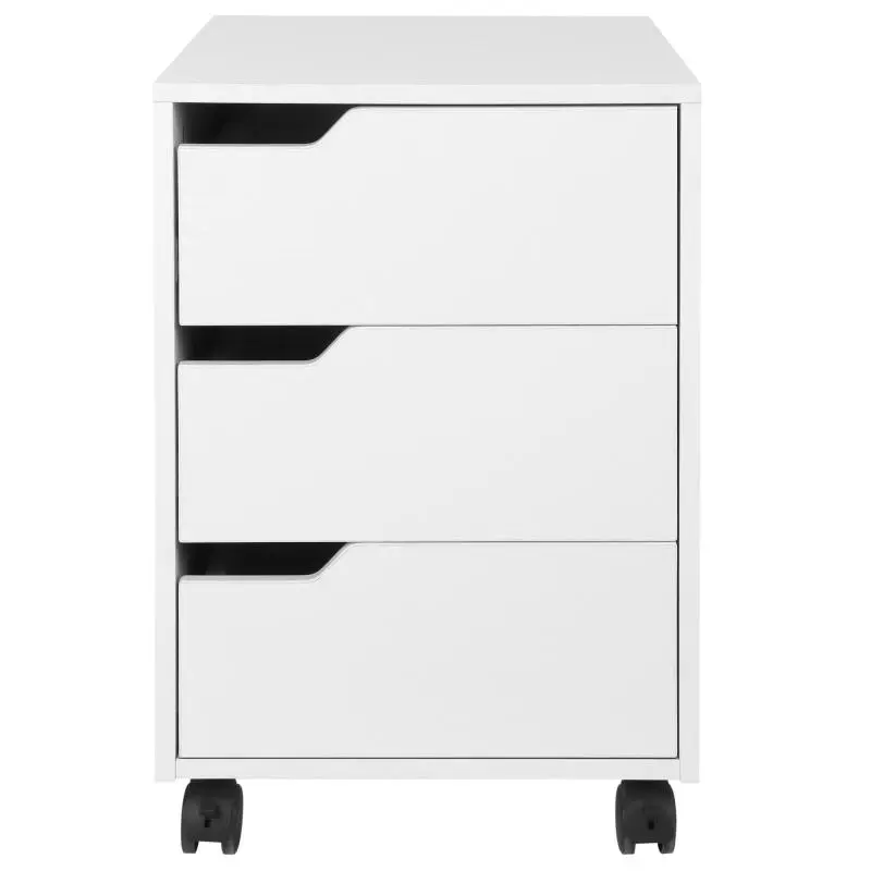 Mobile 3-drawer office cabinet, rolling storage unit for documents and printer, compact storage cabinet for home office or bedroom, 40x50x57.5 cm, white