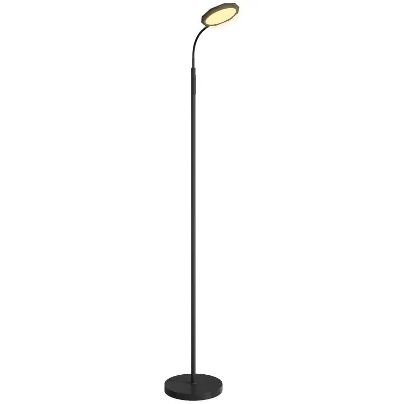 LED Floor Lamp with Remote Control, Swivel Head, Adjustable Brightness and Color Temperature, Black