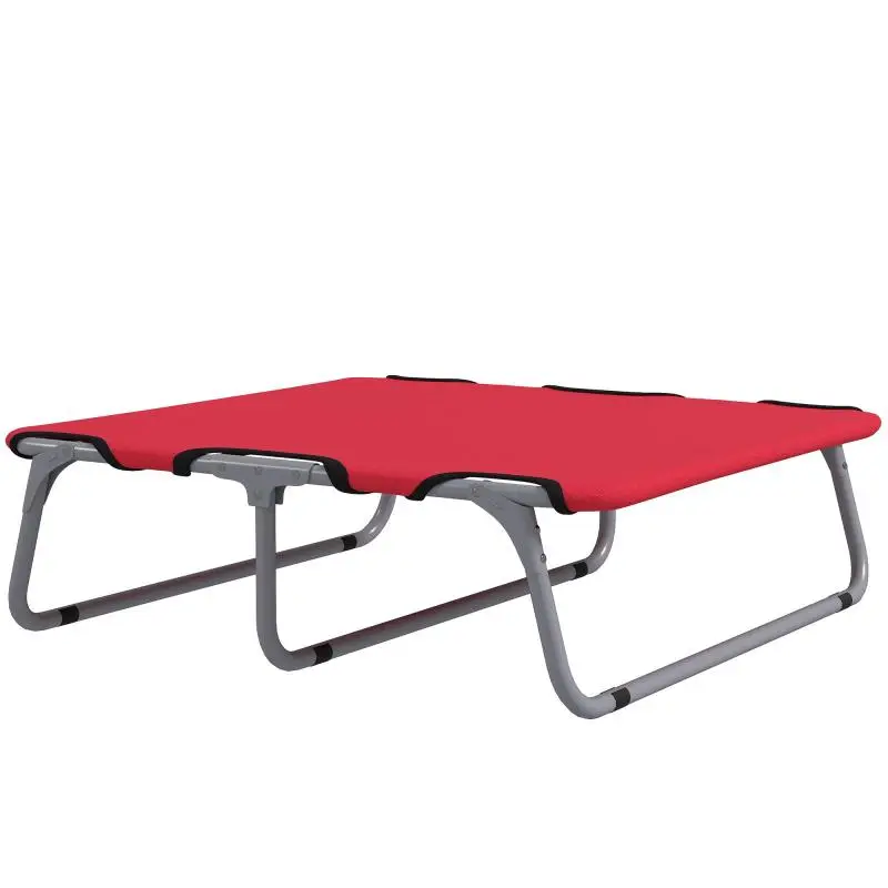 Foldable Raised Dog Bed for Small Dogs (Indoor/Outdoor), Metal and Oxford Fabric, 71x58x20 cm, Red