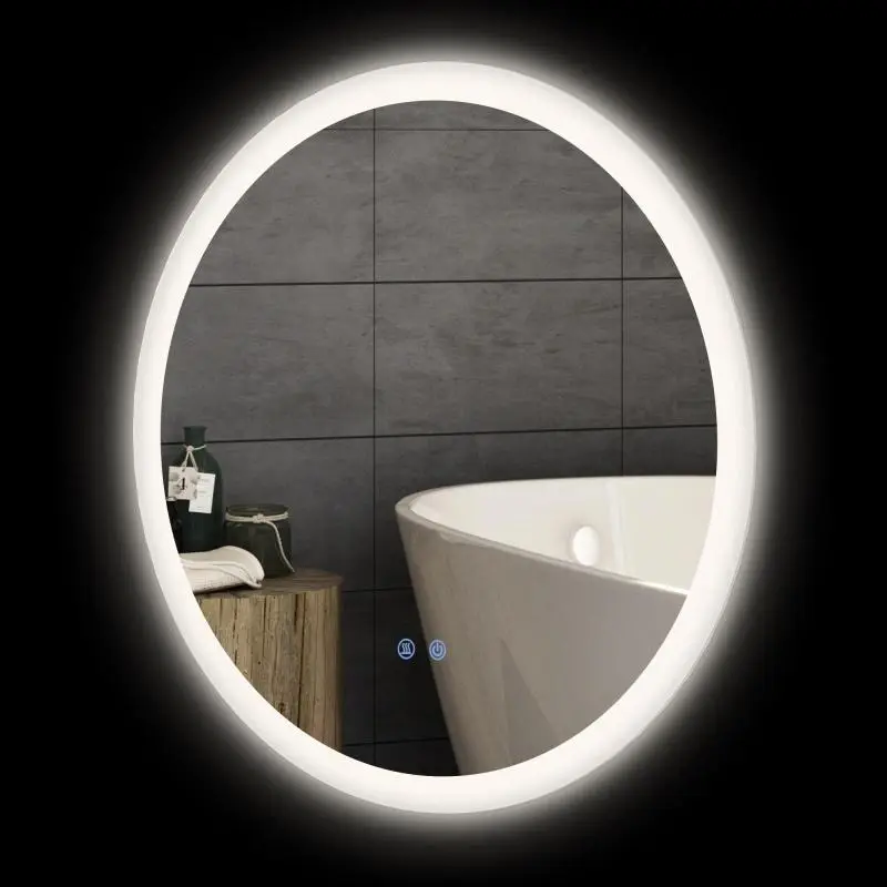 Bathroom Mirror with Adjustable LED Lights, Touch Control, and Anti-Fog Design, Ø60 cm
