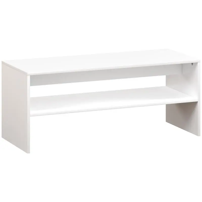 Modern 2-Tier Wooden Coffee Table with Open Shelf, 100x40x41.5 cm