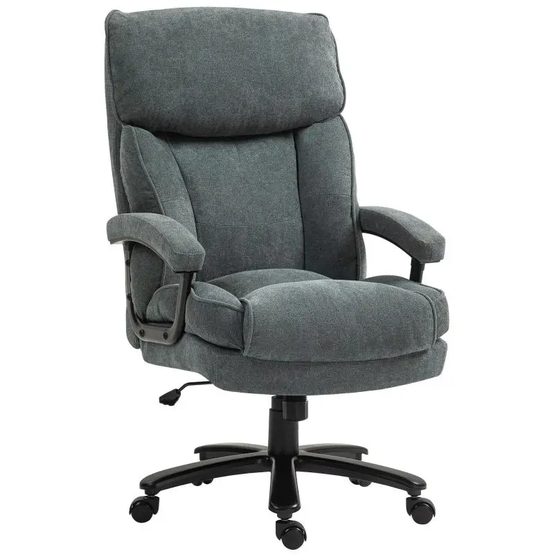Reinforced Office Chair, 200kg Capacity, Swivel and Tiltable in Velvet Fabric, Grey