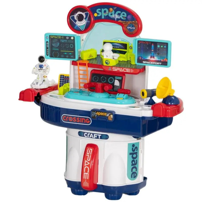 21-Piece Space-Themed Toy Workbench with Lights and Sounds, made of PP and GPPS, 45.5x24x52.5 cm