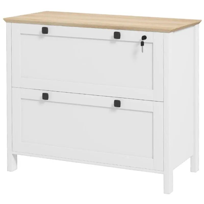 2-Drawer Filing Cabinet for A4 Files, with Lock and Keys, 76x40x76cm, White