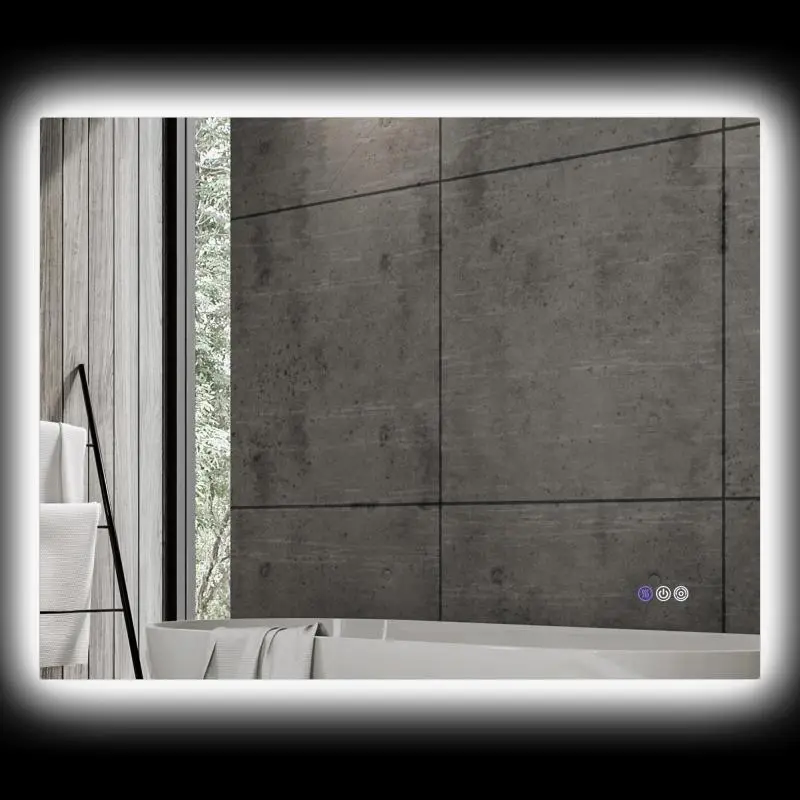 Anti-Fog Bathroom Mirror with Adjustable Brightness and Color, Glass and Aluminum Alloy, 80x60x4 cm