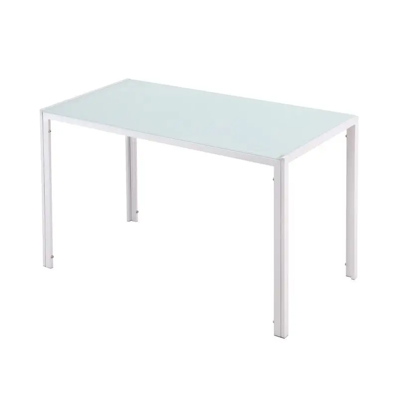 Rectangular Table for 4 People for Kitchen and Living Room, Modern Table in Metal and Tempered Glass, 120x60x75 cm, White