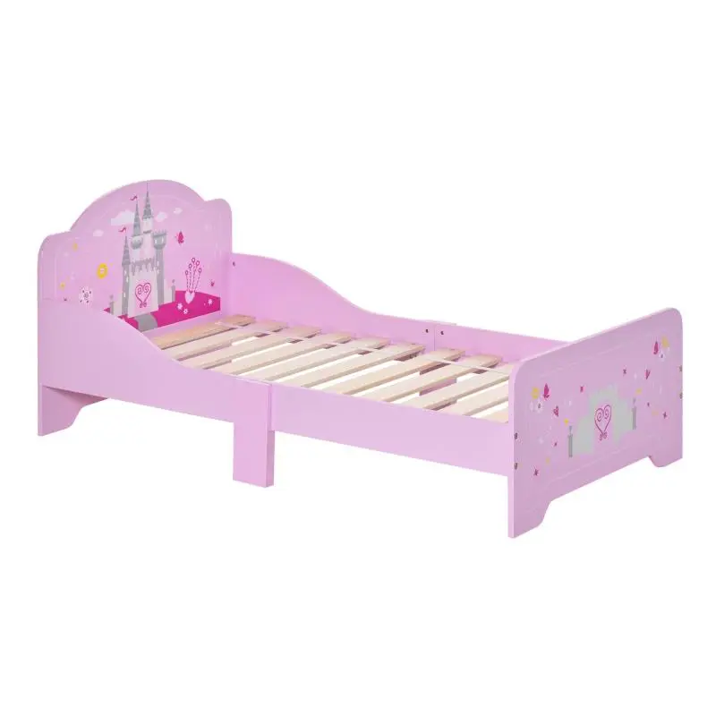 Wooden Children''s Bed with Raised Edges, 143x73x60 cm, Pink, 3-6 Years