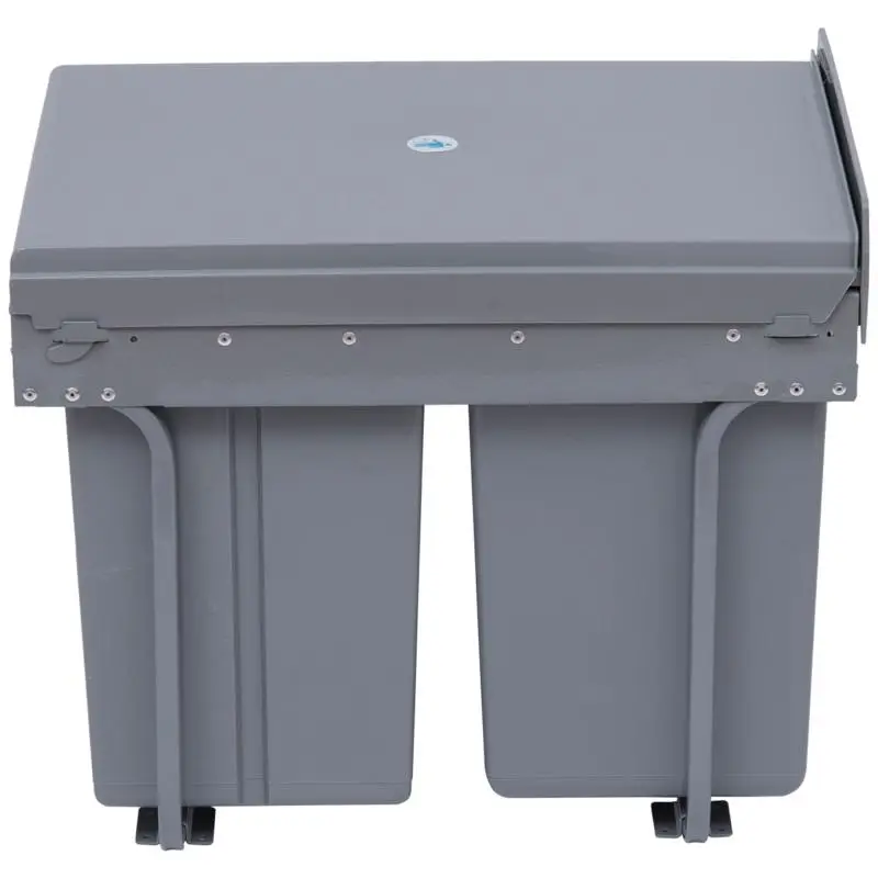 40L Pull-Out Waste Bin with 3 Recycling Compartments, 48x34.2x41.8 cm, Grey