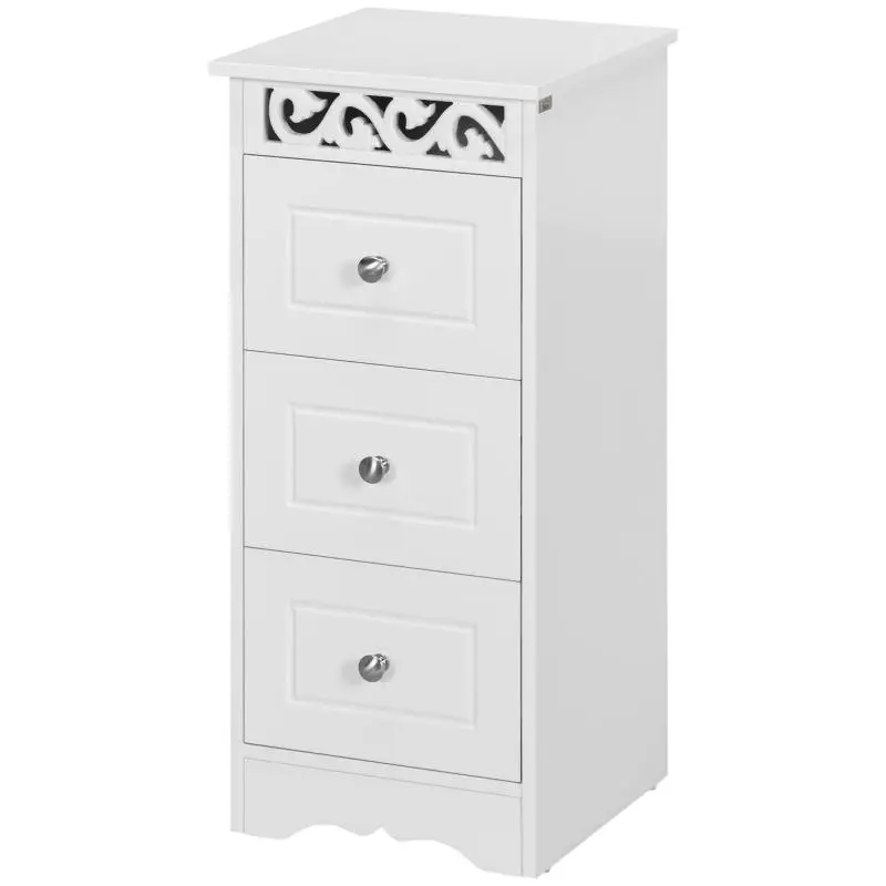 Multi-purpose Cabinet with Drawers, Low Cabinet in E1-grade MDF, 29.8x29.8x68.5cm, White