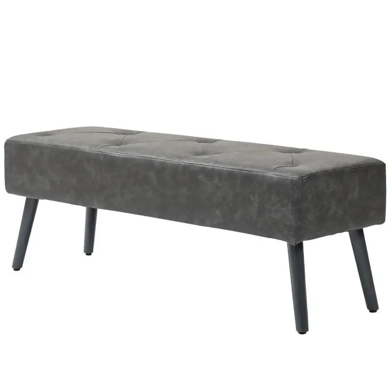 Bedroom Bench with Wooden Legs and Padded Seat 114x38x42 cm Grey