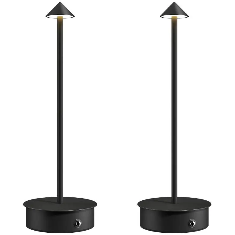 Set of 2 Rechargeable LED Table Lamps with USB, Touch Control, and Dimmable Light – White (10x30 cm)