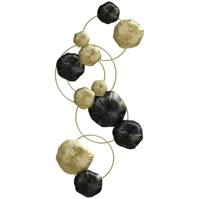 Lotus Leaf-Shaped Metal Wall Art Sculpture for Home Decor – 84x35 cm – Gold and Black
