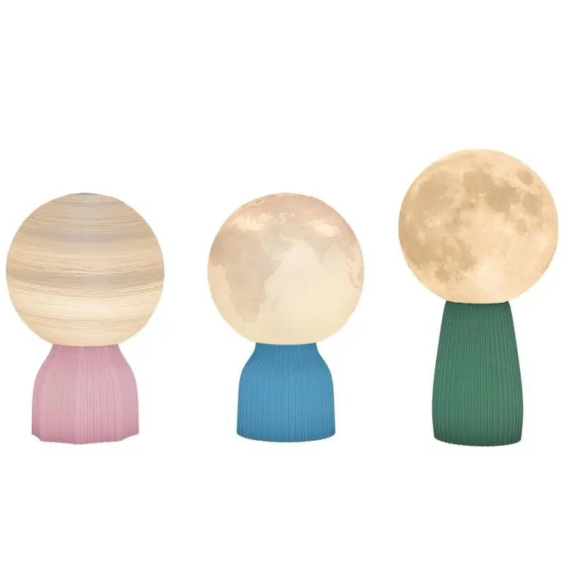 Set of 3 3D Bedside Lamps – 3 Colors, 10-Level Adjustable Brightness, USB Connection, White