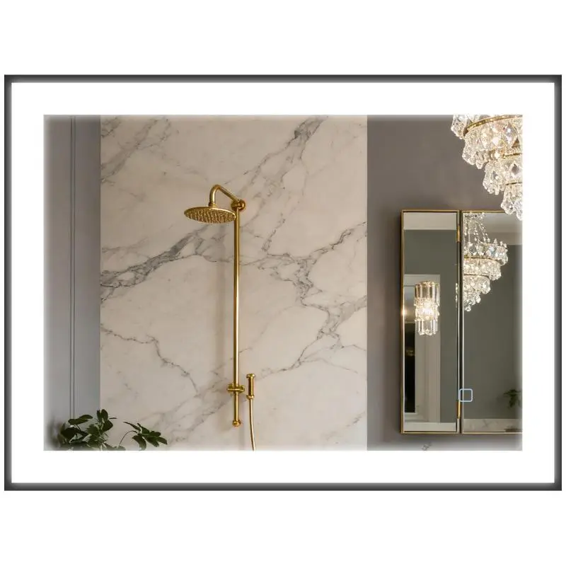 80x60 cm LED Bathroom Mirror with 3 Light Colors, Anti-fog Function, Memory Function, IP44 Rating, Horizontal/Vertical Mount
