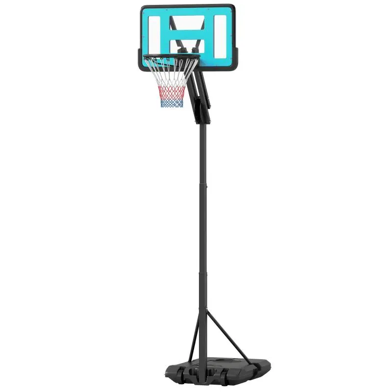Adjustable Basketball Hoop (146–236 cm) with Wheels and Water/Sand-Fillable Base – Black Shatterproof Backboard