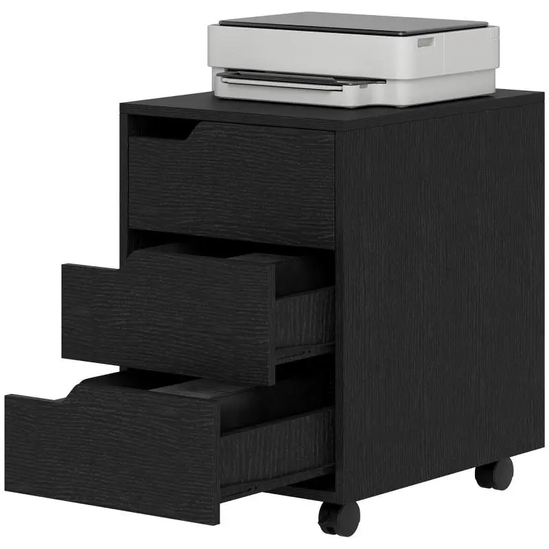 3-Drawer Mobile Office Filing Cabinet – Desk/Study Unit – 40x50x57.5 cm – Black