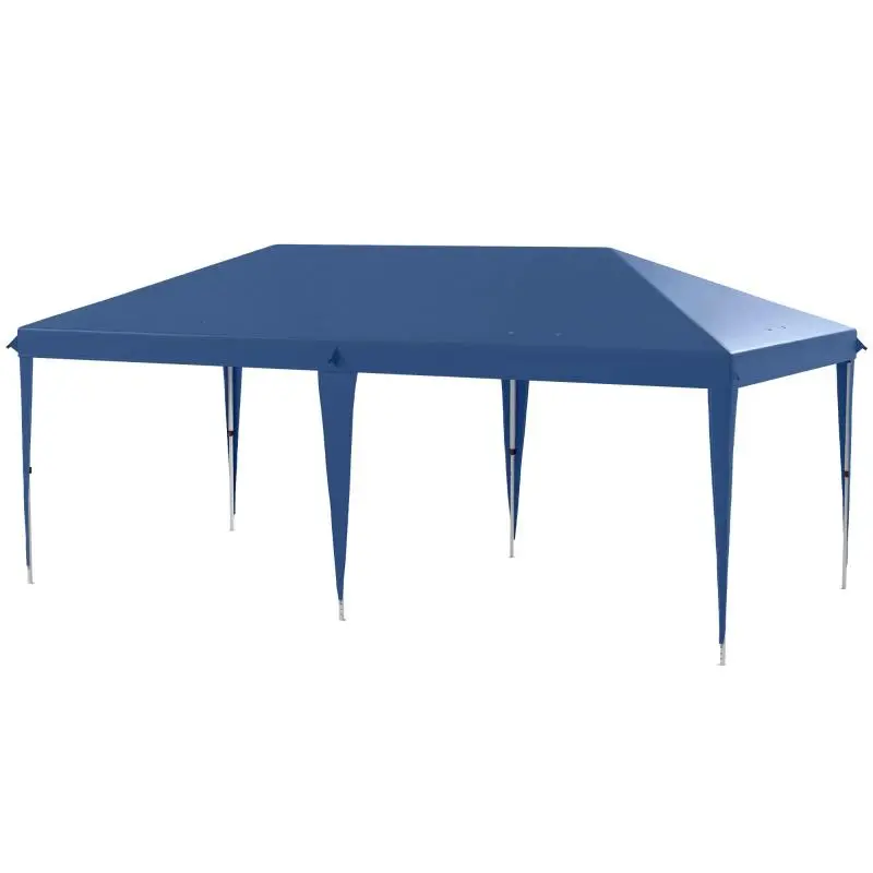 6x3m Folding Canopy with 3-Level Adjustable Height, UV-Resistant Fabric, Carry Bag, and Blue Steel Frame