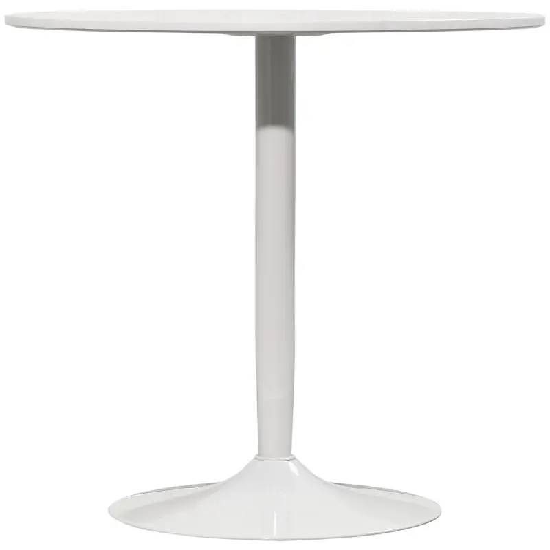 Round Dining/Kitchen Table for 2 People with Steel Base and Non-Slip Pad – Diameter 80 x 75 cm – White