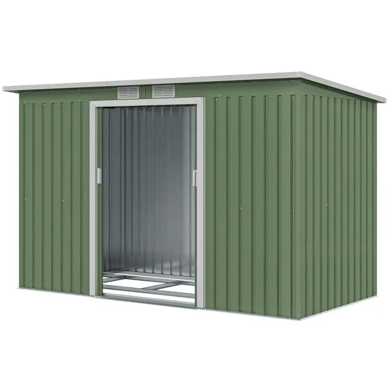 Outdoor Shed 280x130x172 cm – Garden Shed with Sliding Doors, Base, and Vents – Dark Gray