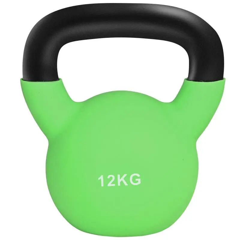 12 kg Cast Iron Kettlebell with Neoprene Coating for Strength Training, 20x13x23 cm, Green