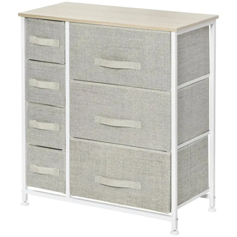 7-Drawer Fabric Dresser – Multifunctional Storage Unit for Bedroom, Living Room, or Hallway (63.5 x 30 x 71 cm) – Grey