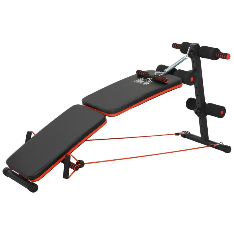 Height-Adjustable Foldable Abdominal Bench with Adjustable Knee Support – Ideal for Home and Gym – 137x51x50-66 cm – Black