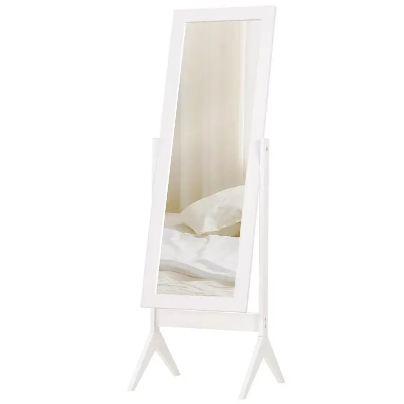 Reclining Full-Length Floor Mirror 47x46x148 cm, Freestanding Full-Length Mirror with Stand and Rectangular Frame, for Bedroom, Living Room, White