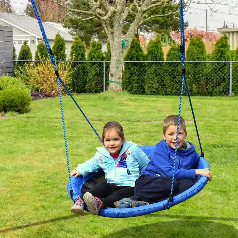 Childrens Nest Swing / Round Tree Swing for Ages 3+ (100 kg Capacity) – Indoor & Outdoor – Diameter100x180 cm – Blue