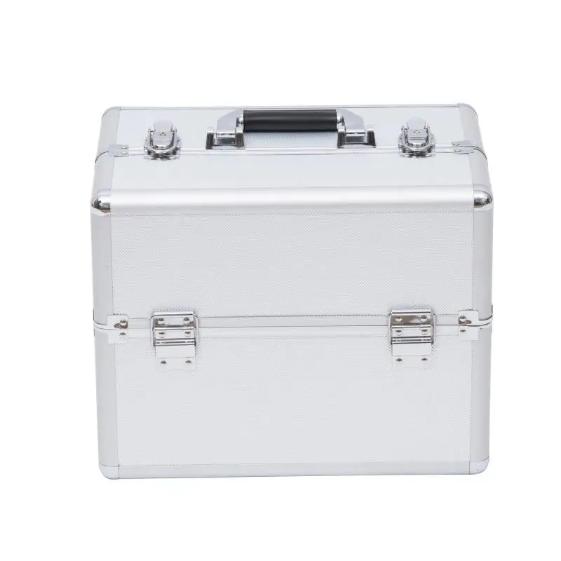 36.5 x 24 x 29 cm 3-Tier Makeup Case, Professional Cosmetic Organizer with Adjustable Dividers and Lockable Aluminum Case