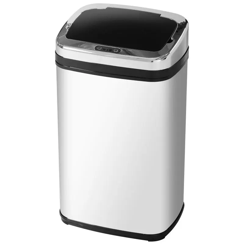 30L Stainless Steel Trash Can with Automatic Motion Sensor – Silver and Black