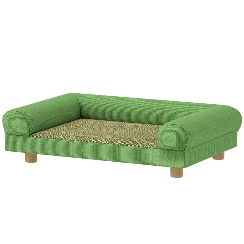 Elevated Dog Sofa Bed for Small Dogs and Cats, Corduroy Pet Couch with Armrests, Raised Pet Bed, 63 x 41 x 17 cm