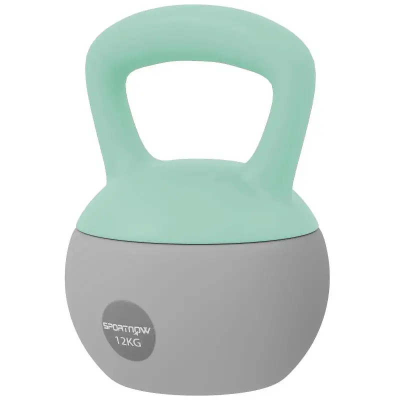 12 kg kettlebell with non-slip handle for fitness, strength training, and cardio, 21 x 21 x 30 cm, grey and green