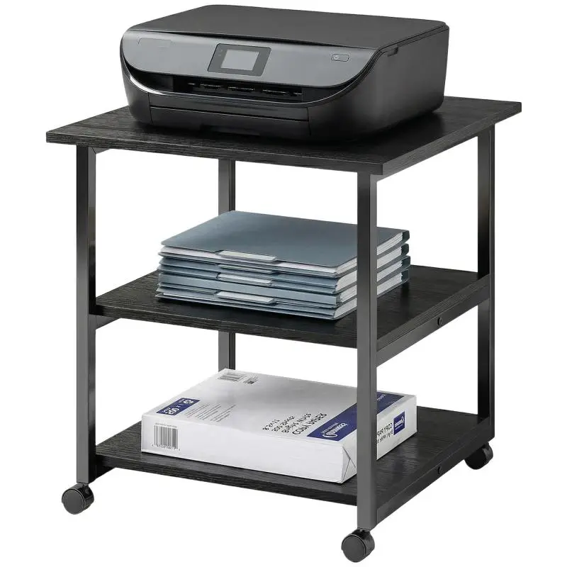 Printer stand, 3-tier storage trolley, mobile shelves on casters, 50 x 50 x 52.5 cm