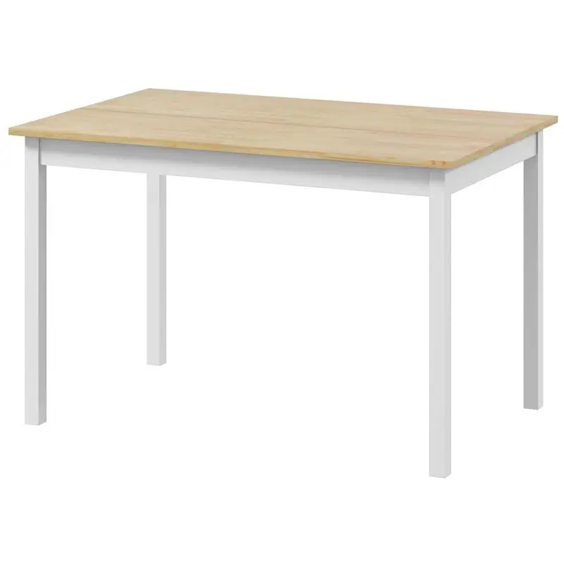 Dining table/kitchen table, solid wood frame, seats 4, vintage design, 120 cm, natural and white