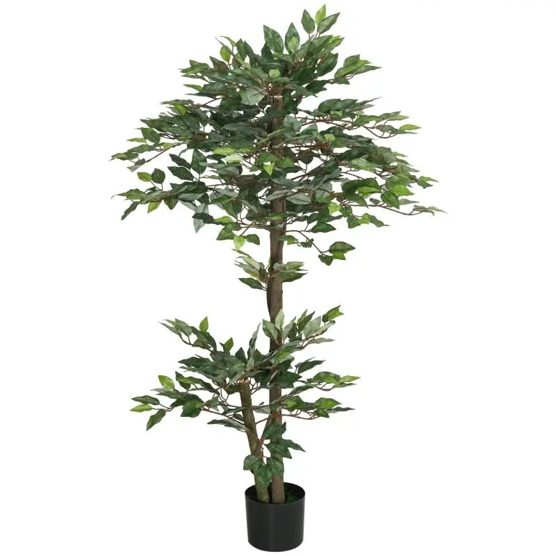 Artificial Ficus Tree/Plant – 1.5m Tall – Features Trunk, Branches, Vines, Lichen, and Realistic Leaves – Pot Included