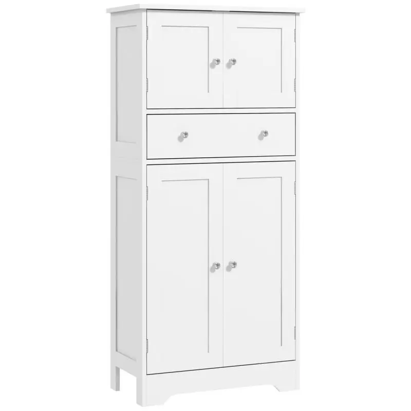 Kitchen buffet cabinet with cupboards, adjustable shelves, and drawer, 60 x 30 x 128 cm, white