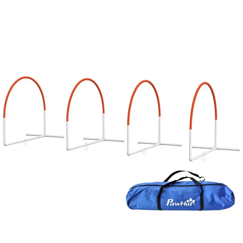 Set of 4 agility/Hoopers training hoops for dogs – obstacle with carry bag