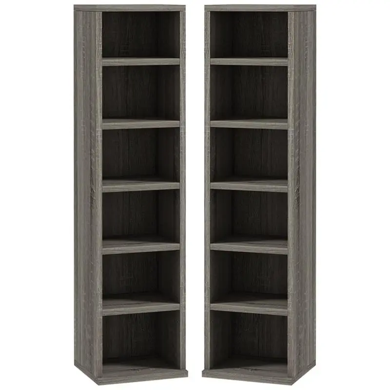 Set of 2 tall CD/DVD storage units (12 compartments) – 21 x 22.5 x 88.5 cm