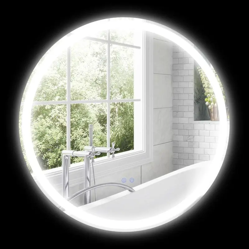29W 60cm Wall-Mounted Round LED Bathroom Mirror with Tri-Color Lighting and Touch Switch