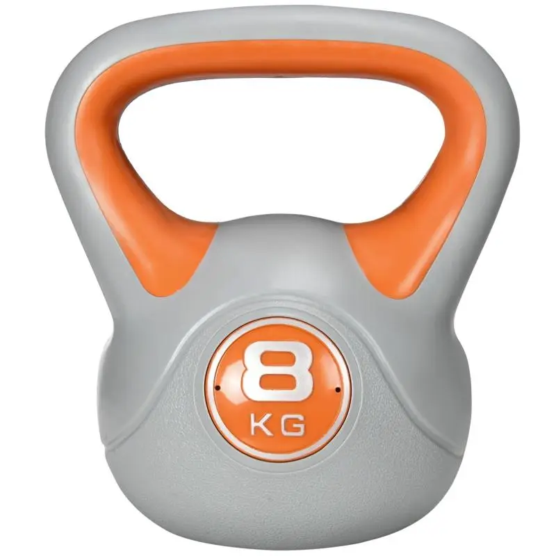 8 kg kettlebell, weight with ergonomic handle, ball-style weight, strength training, workout, 20 x 14 x 24 cm, orange