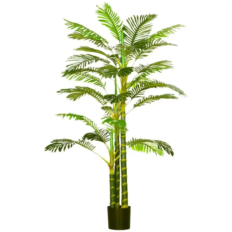 Artificial Areca palm tree, 190 cm tall, with 30 large plastic leaves; pot included.